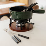 9-Piece Cast Iron Fondue Set | Green | TICINO | Swissmar