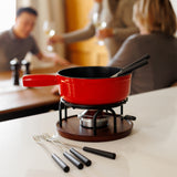 9-Piece Cast Iron Fondue Set | Red | TICINO | Swissmar