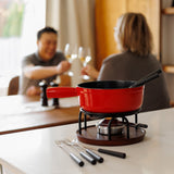 9-Piece Cast Iron Fondue Set | Red | TICINO | Swissmar