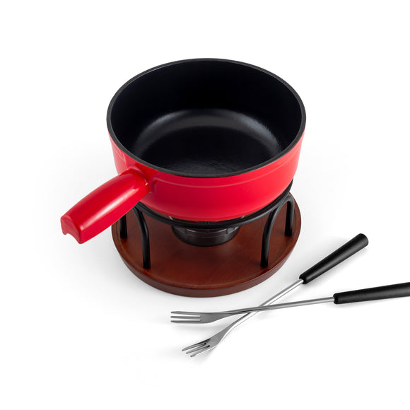 9-Piece Cast Iron Fondue Set | Red | TICINO | Swissmar