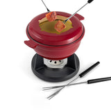 10-Piece Cast Iron Fondue Set | Lucerne | Cherry Red | Swissmar