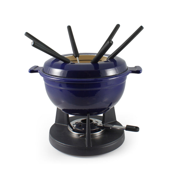 10-Piece Cast Iron Fondue Set | Lucerne | Indigo Blue | Swissmar