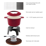 12-Piece Cast Iron Fondue Set |  Sierra | Cherry Red | Swissmar