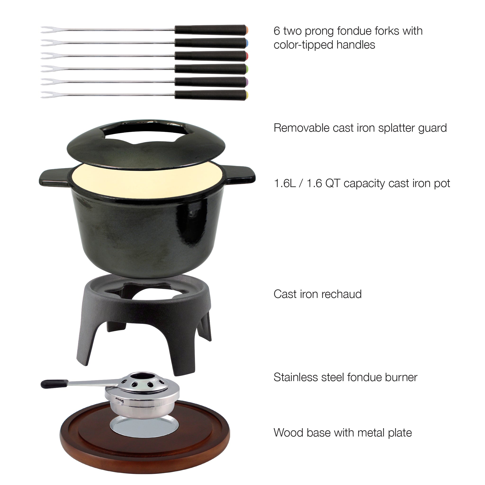 Cast Iron Fondue Set | Sierra | Metallic Black | Swissmar