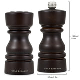 Salt Shaker & Pepper Mill Set | Chocolate Wood | 130mm / 5in | London | Cole & Mason
