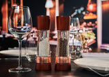 Salt and Pepper Mill | Acrylic with Chestnut Wood and Rose Gold Stainless Steel | Derwent | Cole & Mason