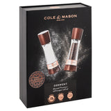 Salt and Pepper Mill | Acrylic with Chestnut Wood and Rose Gold Stainless Steel | Derwent | Cole & Mason