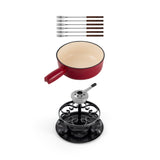 9-Piece Cast Iron Fondue Set | Lugano | Cherry Red | Swissmar