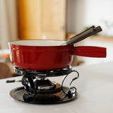 9-Piece Cast Iron Fondue Set | Lugano | Cherry Red | Swissmar