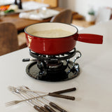 9-Piece Cast Iron Fondue Set | Lugano | Cherry Red | Swissmar
