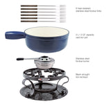 9-Piece Cast Iron Fondue Set | Lugano | Deep Blue | Swissmar