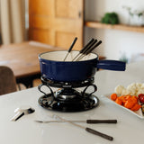 9-Piece Cast Iron Fondue Set | Lugano | Deep Blue | Swissmar