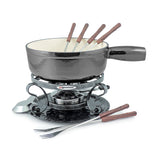 9-Piece Cast Iron Fondue Set | Lugano | Metallic Black | Swissmar