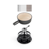9-Piece Cast Iron Fondue Set | Lugano | Metallic Black | Swissmar