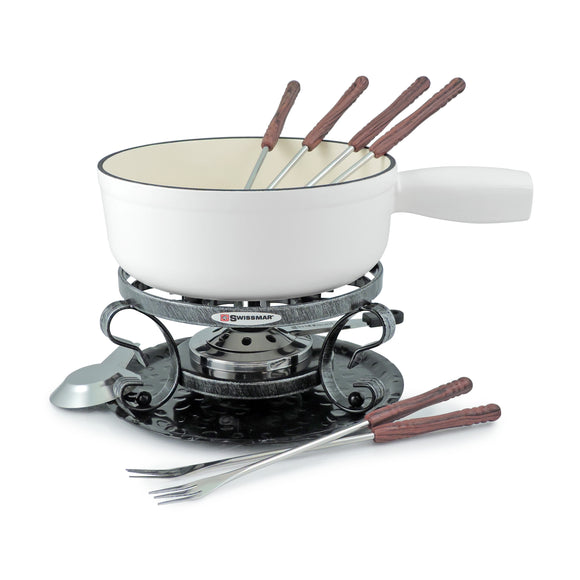 Cast Iron Fondue Set | Lugano | Matte White | Swissmar