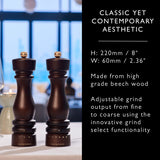 Salt and Pepper Mill | London | Chocolate Wood | Grind Select | 220mm / 8" | Cole & Mason