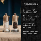 Salt and Pepper Mill | Bromley | Acrylic | 150mm / 6" | Cole & Mason