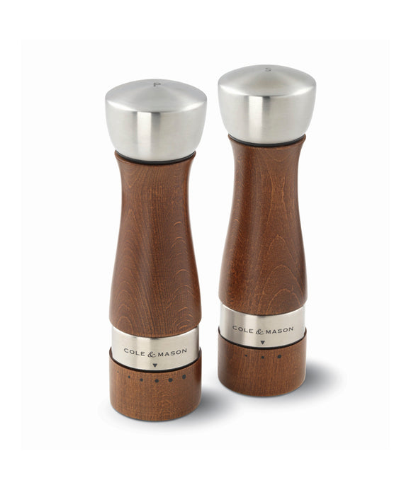 Salt and Pepper Mill Set | Beech wood and Stainless Steel | Oldbury | Cole & Mason