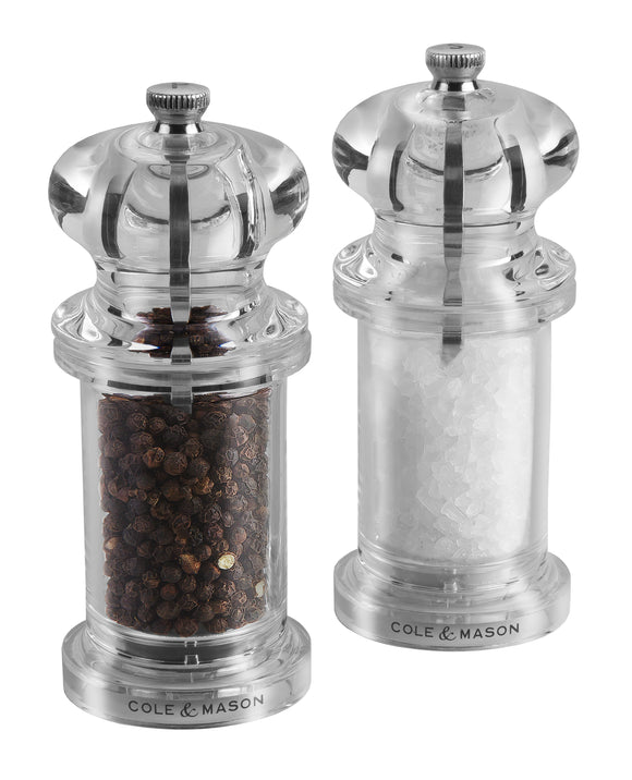 Salt and Pepper Mills | Clear Acrylic | 505 Classic Precision | Cole & Mason