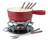 9-Piece Cast Iron Fondue Set | Lugano | Cherry Red | Swissmar