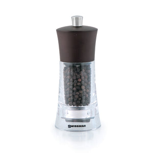 Salt and Pepper Mill | Clear Acrylic with Chocolate Top | Torre | Swissmar