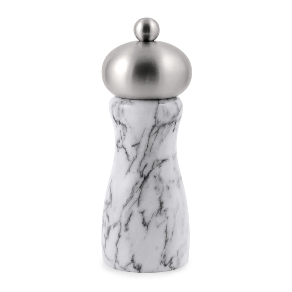 Salt and Pepper Mill | Arctic White Marble with Stainless Steel Top | Belle | Swissmar