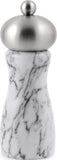 Salt and Pepper Mill Set |  White Marble with Stainless Steel Top | Belle | Swissmar