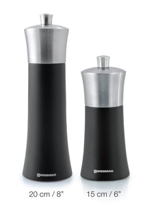 Salt and Pepper Mill | Wood | Black Matte with Stainless Steel Top | Torre | Swissmar